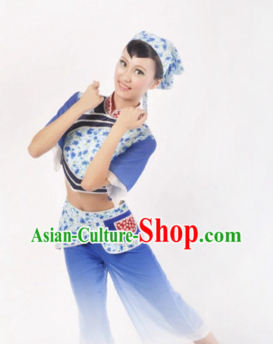 Custom Made Asian Female Worker Dance Costume Complete Set