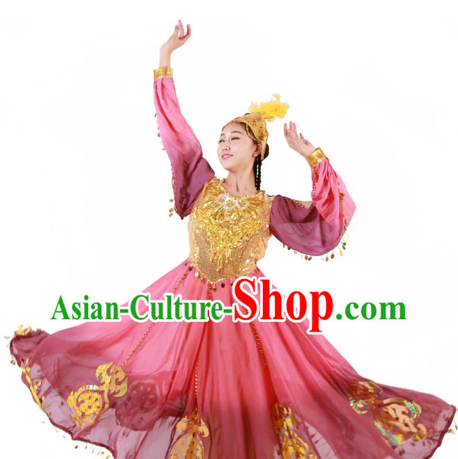 Custom Made Chinese Xinjiang Group Dance Costumes for Women