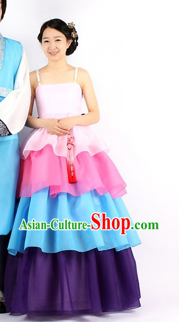 Korean Fashion National Costumes Hanbok Clothes Skirt Complete Set for Women