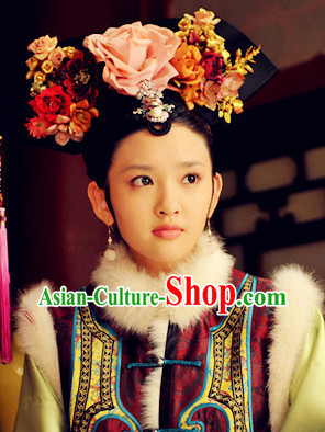 Qing Dynasty Style Chinese Female Black Wig Hair Accessories Hair Jewelry