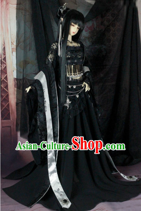 Chinese Black Hanfu Dancer Costumes for Women