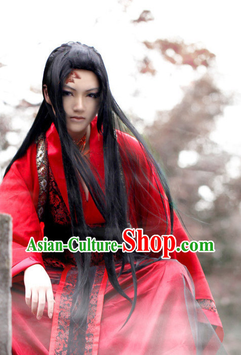 Red Chinese Bridegroom Costumes Asian Fashion Complete Set for Men