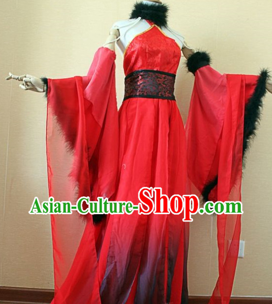 Asian Fashion Chinese Red Sexy Halloween Costumes Complete Set for Women