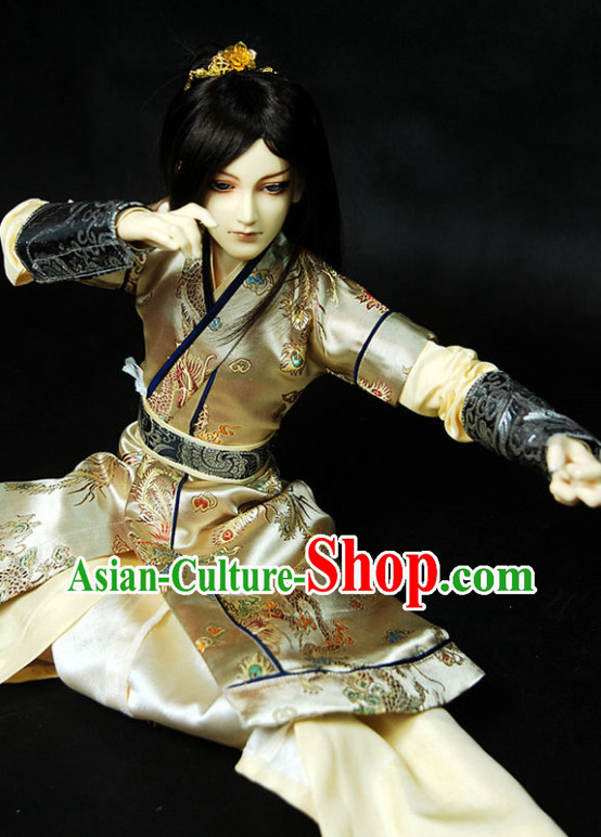 Asian Fashion Chinese Kung Fu Master Costume Hanfu Complete Set for Men