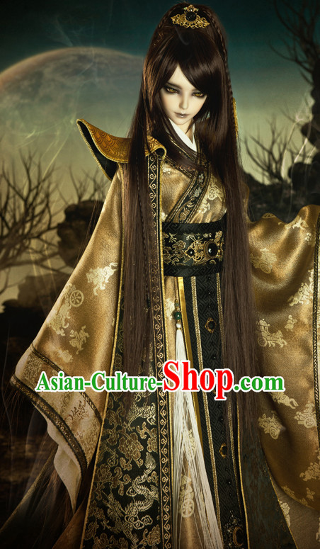 Asian Fashion Chinese Emperor Costumes Hanfu Dresses Complete Set for Men
