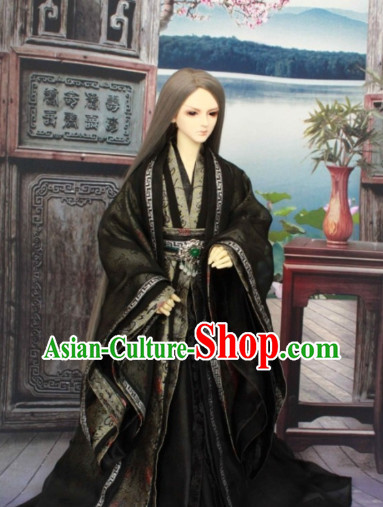 Asia Fashion China Civilization Chinese Black Costumes Hanfu Dresses Complete Set for Men