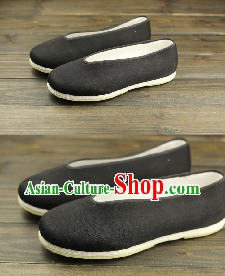 Black Handmade Chinese Traditional Fabric Shoes Footwear