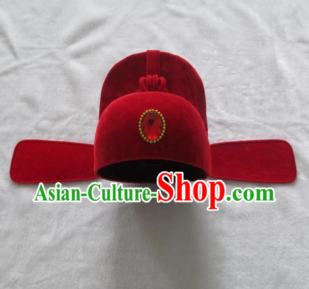Lucky Red Asian Fashion Oriental Wedding Hat for Men