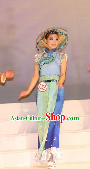 Oriental Clothing Chinese Dance Costumes and Hat Cheap Dance Costumes