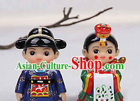 Korean Traditional Imperial Palace Wedding Couple Statues