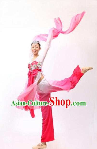 Chinese Traditional Long Sleeve Dancing Costume and Headdresses for Women