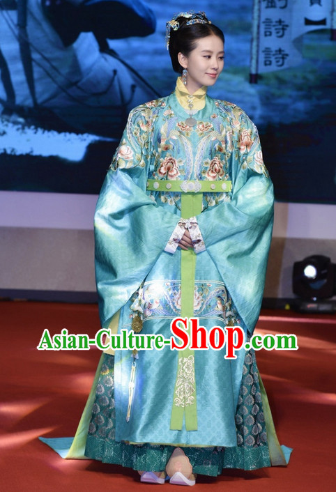 Chinese Traditional Empress Costume and Hair Jewelry Complete Set for Women