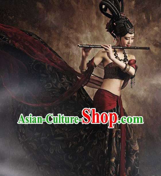 Asian Fashion Chinese Flying Fairy Feitian Dance Costumes and Hair Accessories