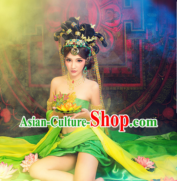 Asian Fashion Chinese Ancient Dancing Queen Costume and Hair Accessories Complete Set