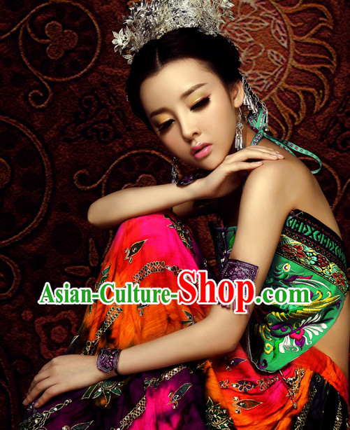 Asian Fashion Chinese Sexy Ethnic Costumes and Hair Accessories Complete Set