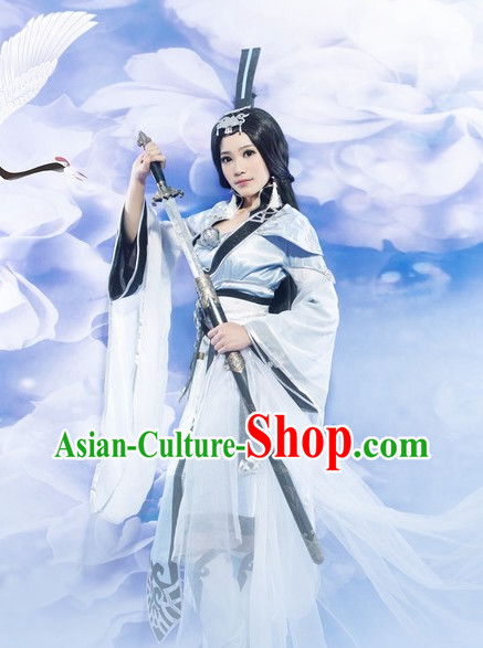 Asia Fashion Chinese Swordwoman Traditional Clothing and Hat