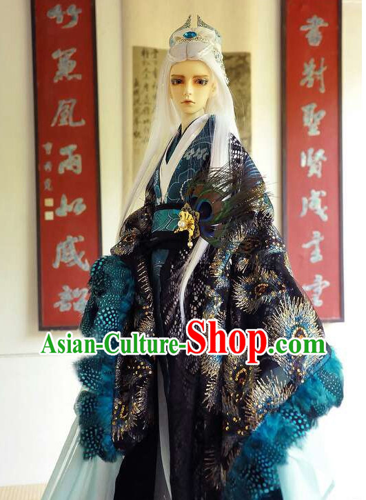 Chinese Traditional Prince Peacock Costumes and Hair Accessories