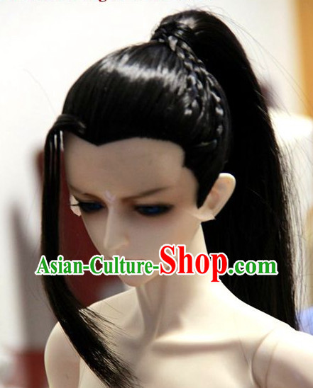 Black Chinese Traditional Costumes Long Wig