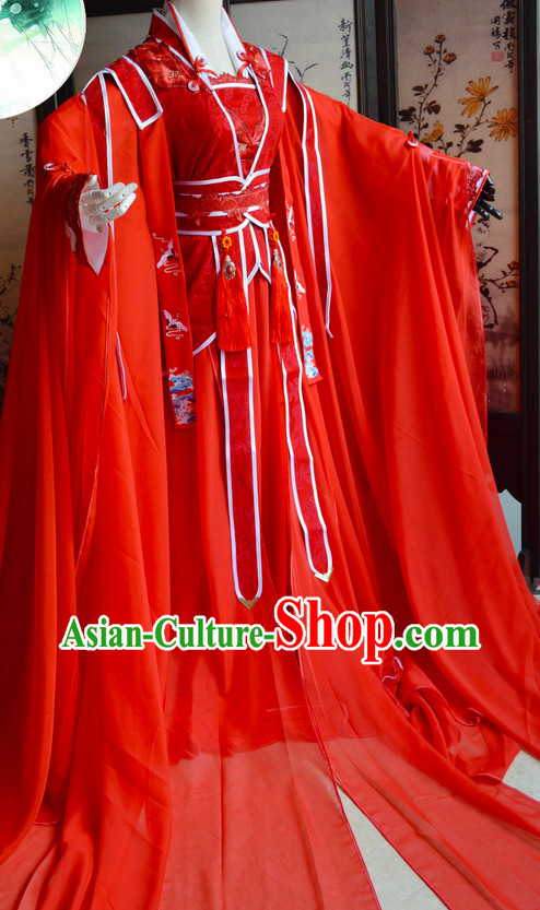 Chinese Traditional Red Wedding Dress Complete Set
