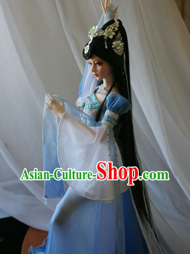 Chinese Traditional Dancer Costumes and Hairpieces Complete Set