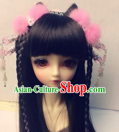 Asia Fashion Chinese Ancient Princess Long Balck Wig and Hair Accessories Headbands Hair Jewelry