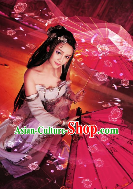 Chinese Stage Performance Sexy Halloween Costumes and Hairpins Complete Set for Women