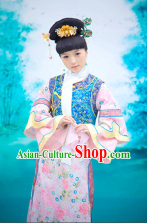 China Fashion Chinese Ancient Costume Mandarin Dress and Hair Jewelry Complete Set