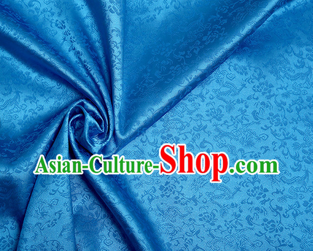 Blue Chinese Traditional Dragon Brocade Fabric