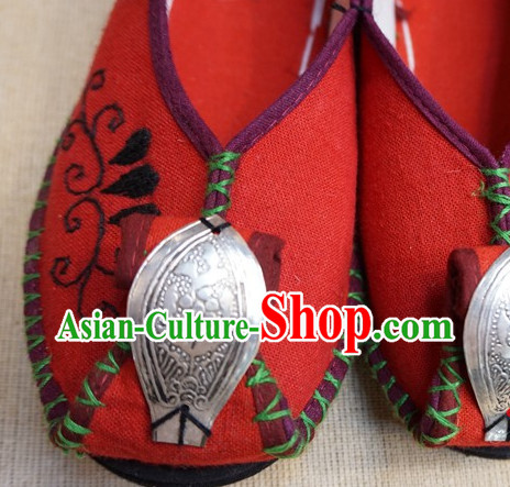 Lucky Red Chinese Tradiitonal Handmade Fabric Shoes