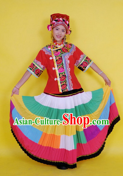 Chinese Stage Dance Costumes Female Ethnic Groups Dress