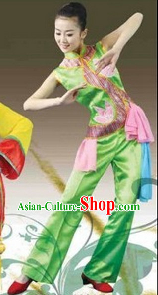 Chinese Costumes Fan Dance Costume Complete Set for Women