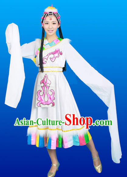 Chinese Tibetan Dance Costumes Female Ethnic Groups Clothes