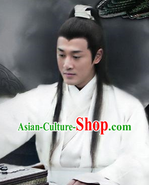 Black Chinese Ancient Long Wig for Men