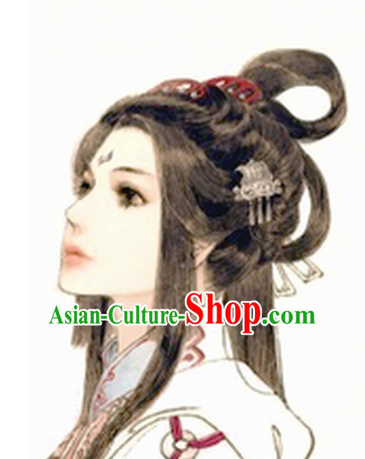 Chinese Ancient Fairy Long Black Wigs