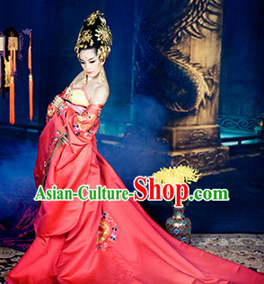 Asian Fashion Chinese Wedding Traditions Dress and Hair Accessories Full Set for Women