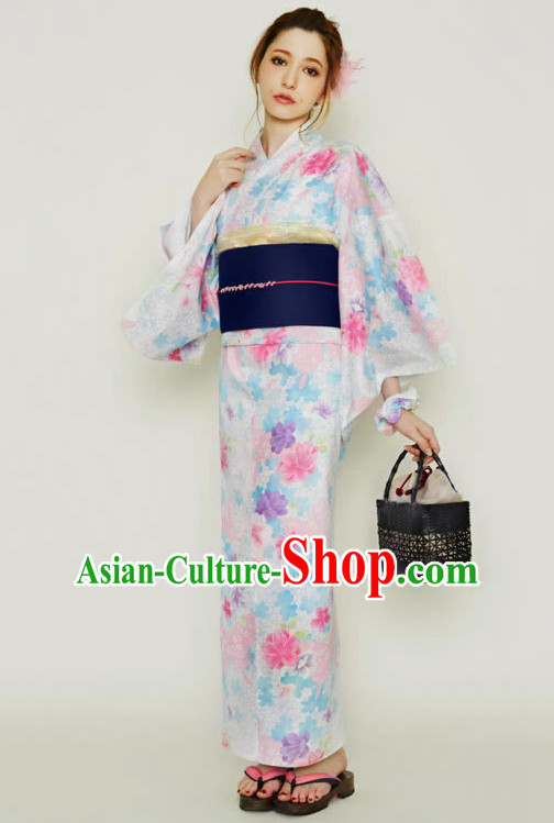 Japanese Classical Yukata Female Kimono Complete Set
