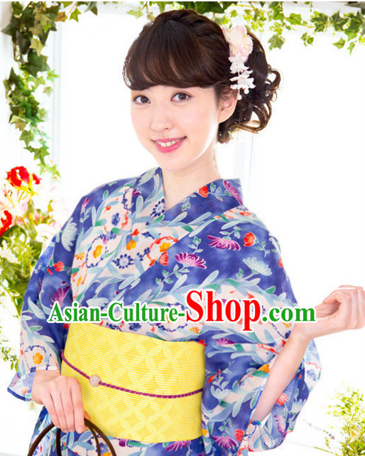 Traditional Japanese Yukata Female Kimono Complete Set
