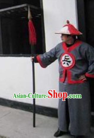 Ancient Chinese Song Dynasty Solider Costumes and Hat Complete Set