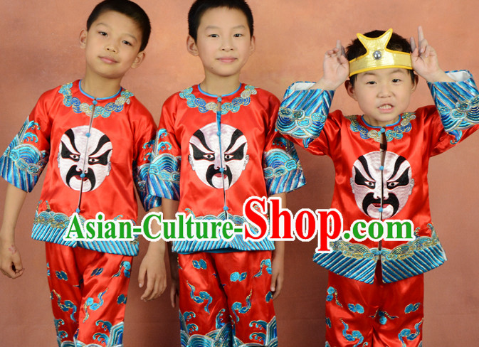 Chinese Beijing Opera Mask Embroidered Dragon Dance Costumes for Kids