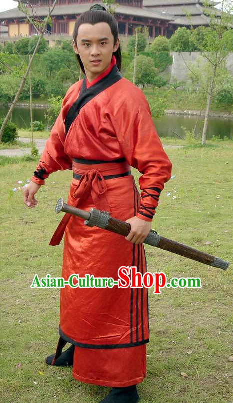 Chinese Ancient Red Hanfu Dress for Boys