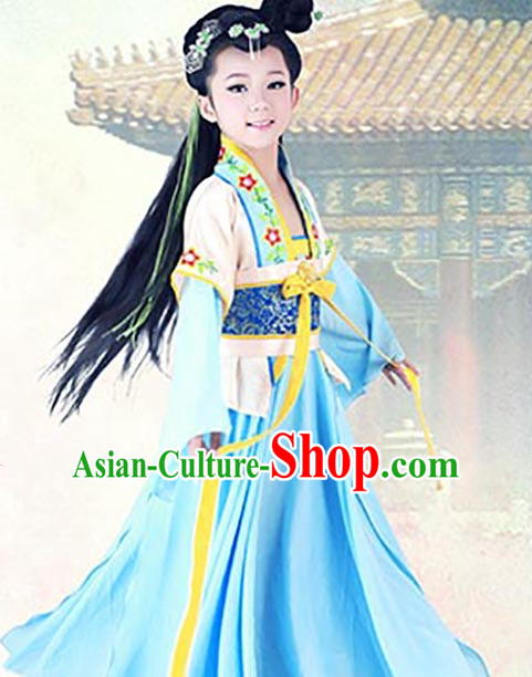 Chinese Kimono Dresses and Hair Jewelry Complete Set for Gilrs