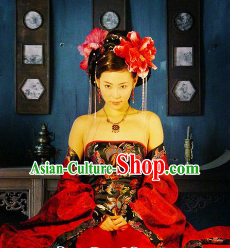 Chinese Empress Plus Size Dress and Headpiece Complete Set for Women