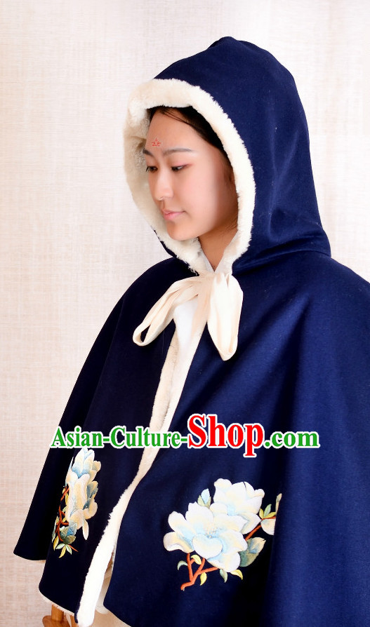 Chinese Hanfu Blue Mantle for Women