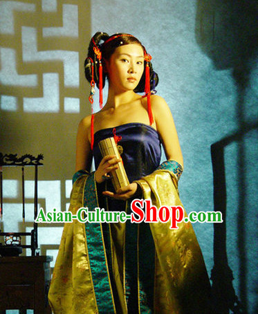 Sexy Asian Hanfu and Headwear Complete Set for Adults