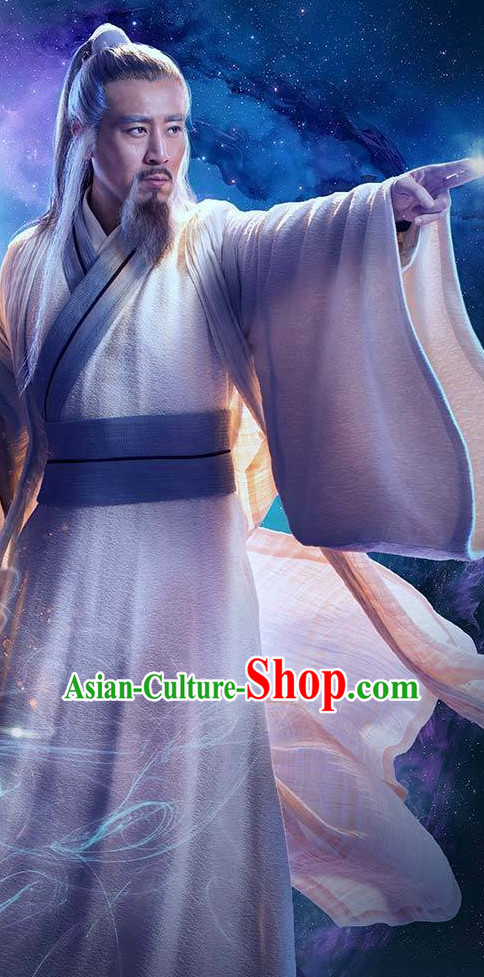 Ancient Chinese Wise Man Traditional Male Clothing Complete Set for Men