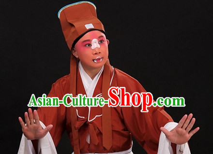 Chinese Traditional Beijing Opera Clown Costumes and Hat Complete Set for Men
