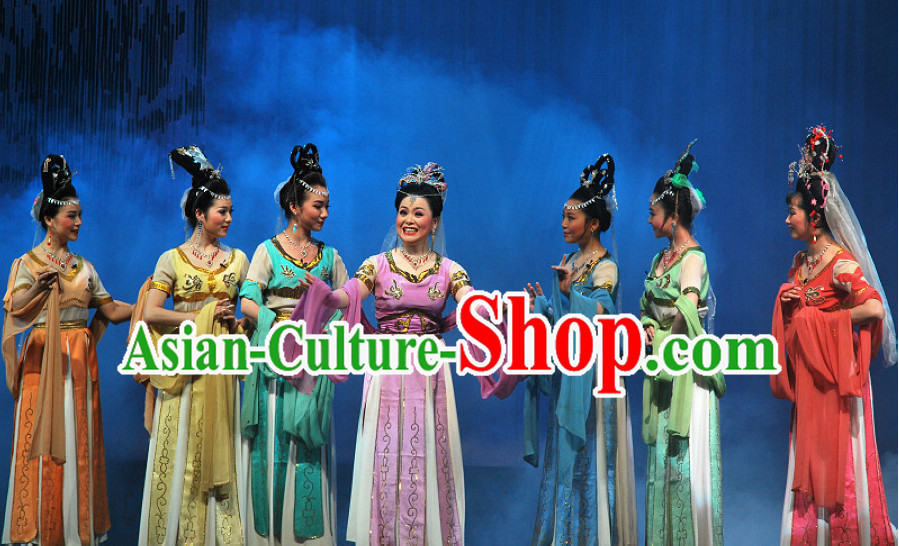 Chinese Tian XIan Pei Goddness Marriage Beijing Opera Seven Fairy Costumes