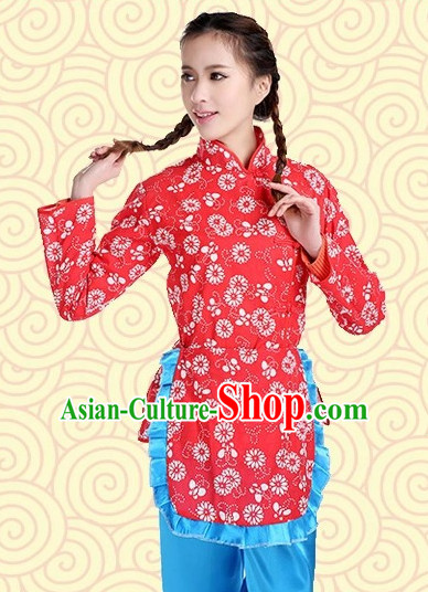 Asian Fashion Chinese Tradiitonal Dress Farmer Perofrmance Costumes for Women