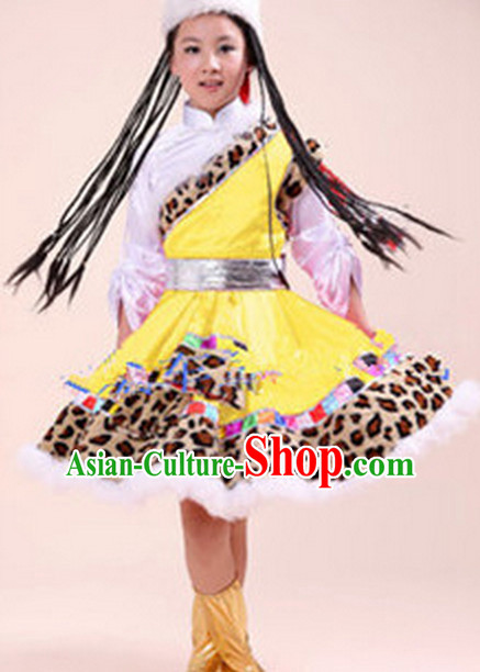 Chinese Tibetan Girl  Folk Dance Costumes Dancewear