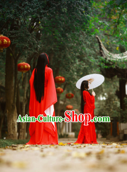 Chinese Red Hanfu Clothes for Women or Kids